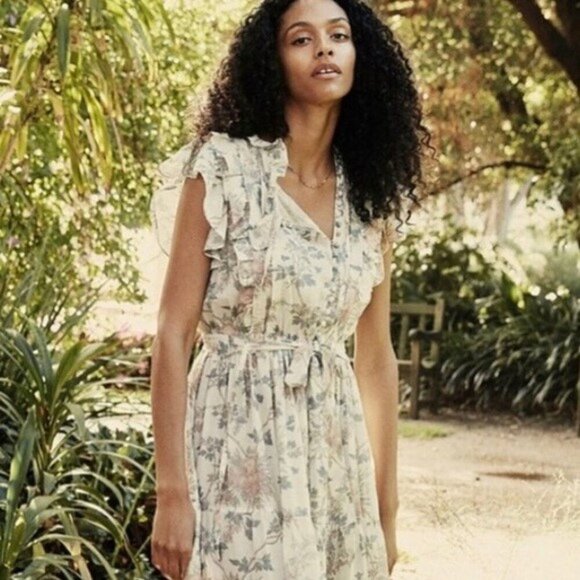 💕DOEN💕 Carnation Dress ~ Salt Summer Floral Print  XS NWOT *Missing Waist Tie" - Picture 5 of 16